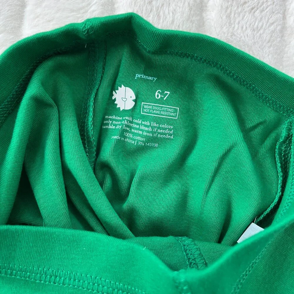 NWOT Kids Primary Pajamas PJ Pants (Green) 6-7Y